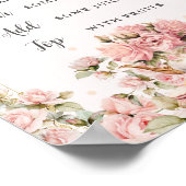 ヴィンテージピンクフローラハイティーブライダルシャワーミモサ ポスター (角)