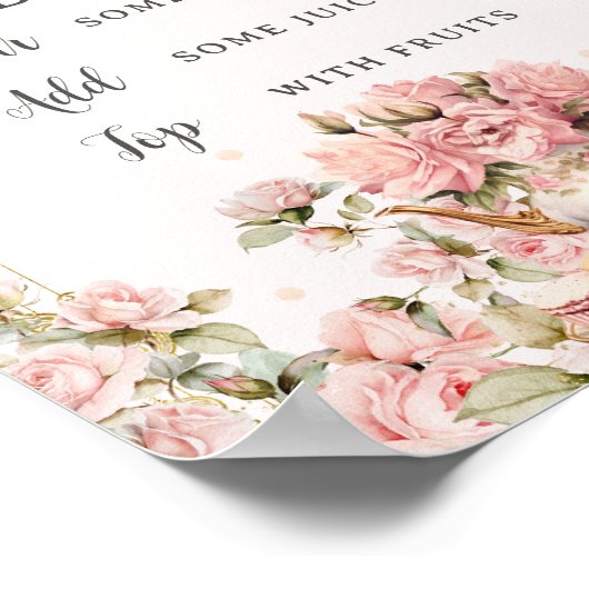 ヴィンテージピンクフローラハイティーブライダルシャワーミモサ ポスター (角)