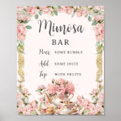 ヴィンテージピンクフローラハイティーブライダルシャワーミモサ ポスター (正面)