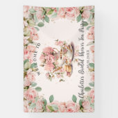 ヴィンテージピンクフローラハイティーブライダルベビーシャワー 横断幕 (縦)