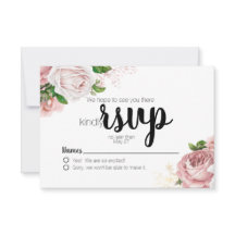 ヴィンテージピンクフローラバラネイビーブルーウェディングRSVP