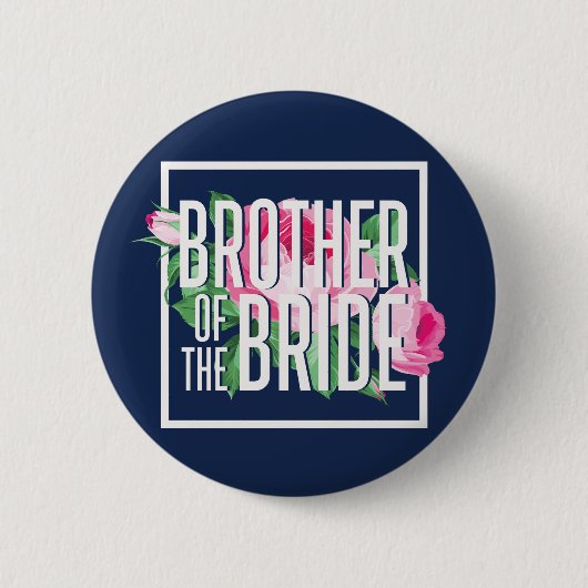 ヴィンテージピンクフローラバラブラザーオブザブライド 缶バッジ (正面)