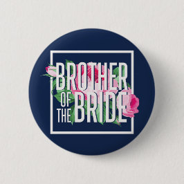 ヴィンテージピンクフローラバラブラザーオブザブライド 缶バッジ