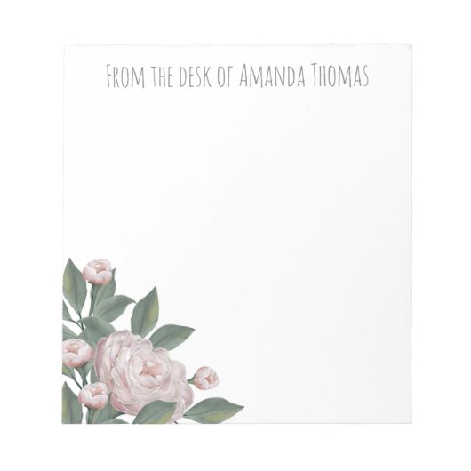 ヴィンテージピンクフローラバラモダンシンプル ノートパッド (正面)