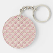 ヴィンテージピンクフローラバラリボンとレース名 キーホルダー (裏面)