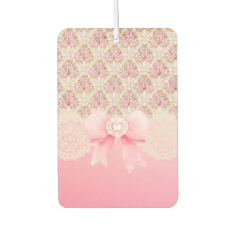 ヴィンテージピンクフローラバラリボン及びレース カーエアーフレッシュナー