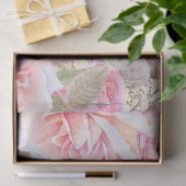 ヴィンテージピンクフローラバラ旧文字の切り離し 薄葉紙 (ギフト)