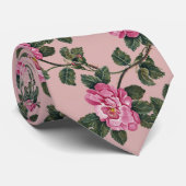 ヴィンテージピンクフローラバラ花柄 ネクタイ (ロール)
