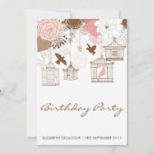 ヴィンテージピンクフローラビルダージュ誕生日招待状 招待状 (裏面)