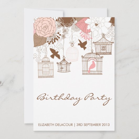 ヴィンテージピンクフローラビルダージュ誕生日招待状 招待状 (裏面)