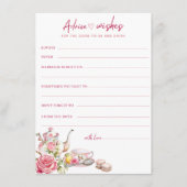 ヴィンテージピンクフローラブライダルシャワーアドバイス&ウィッシュ エンクロージャーカード (正面)