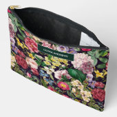 ヴィンテージピンクフローラブラックパターンモノグラム アクセサリーポーチ (見開き)