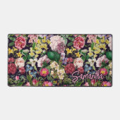 ヴィンテージピンクフローラブラックパターンモノグラム デスクマット (正面)