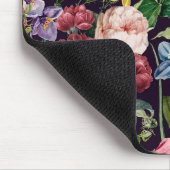 ヴィンテージピンクフローラブラックパターンモノグラム マウスパッド (コーナー)