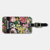 ヴィンテージピンクフローラブラックパターンモノグラム ラゲッジタグ (正面横)