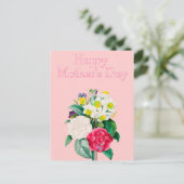 ヴィンテージピンクフローラブークエストハッピーマザーズデイ ポストカード (スタンド正面)
