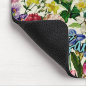 ヴィンテージピンクフローラベージュ模様モノグラムマウスp マウスパッド (コーナー)