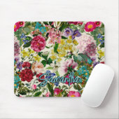 ヴィンテージピンクフローラベージュ模様モノグラムマウスp マウスパッド (マウス)