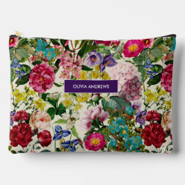 ヴィンテージピンクフローラベージュ模様モノグラム アクセサリーポーチ