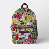 ヴィンテージピンクフローラベージュ模様モノグラム プリントバックパック (正面)