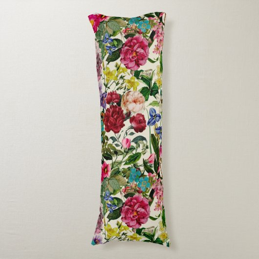 ヴィンテージピンクフローラベージュ模様 ボディピロー (正面縦)