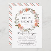 ヴィンテージピンクフローラリースブライダルシャワー招待状 招待状 (正面/裏面)