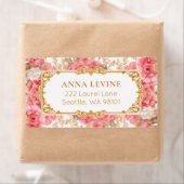 ヴィンテージピンクフローラロマンチック金ゴールドフレーム ラベル (インサイチュ)