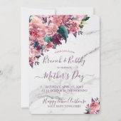 ヴィンテージピンクフローラ大理石マザーズ昼ブランチ 招待状 (正面)