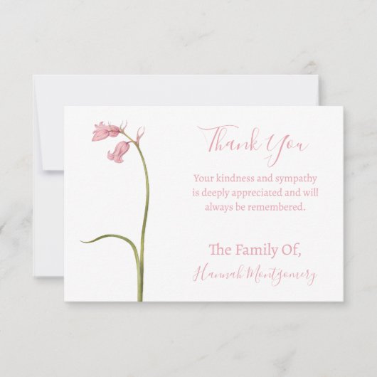 ヴィンテージピンクフローラ悔やみや弔慰サンキューカード ノートカード (正面)