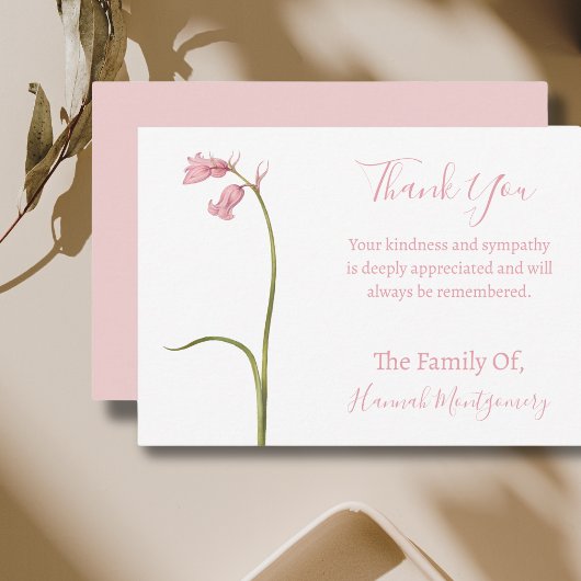 ヴィンテージピンクフローラ悔やみや弔慰サンキューカード ノートカード