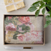 ヴィンテージピンクフローラ真珠バタフライティッシュペーパー 薄葉紙 (ギフト)