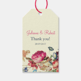 ヴィンテージピンクフローラ結婚の感謝ラベル ギフトタグ