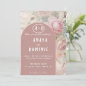 ヴィンテージピンクフローラ結婚式招待状 招待状 (スタンド正面)