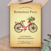 ヴィンテージピンクフローラ自転車退職パーティー 招待状
