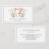 ヴィンテージピンクフローラ裁縫機械ファッションスタイリスト 名刺 (正面/裏面)