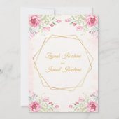 ヴィンテージピンクフローラ金ゴールドイスラム結婚教徒 招待状 (裏面)