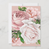 ヴィンテージピンクフローラ金ゴールドグリッターブライダルシャワー 招待状 (裏面)