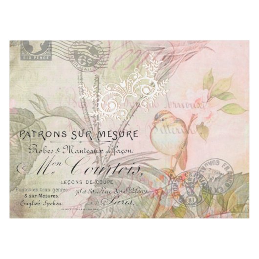 ヴィンテージピンクフローラ テーブルクロス (正面(横))