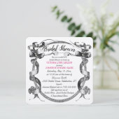 ヴィンテージピンクフローリッシュスクリプトブライダルシャワー 招待状 (スタンド正面)