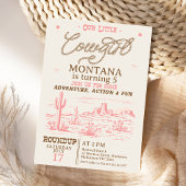 ヴィンテージピンクブラウンウエスタンデザート女性のカーボーイ誕生日 招待状