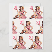 ヴィンテージピンクブラウン女性のカーボーイ誕生日招待状 招待状 (裏面)