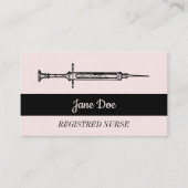 ヴィンテージピンクブラックシリンジメディカルナース 名刺 (正面)