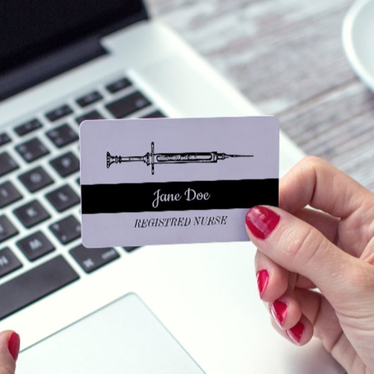 ヴィンテージピンクブラックシリンジメディカルナース 名刺