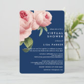 ヴィンテージピンクブラックバラブルーバーチャルシャワー 招待状 (スタンド正面)