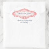 ヴィンテージピンクブルーサンキュー結婚式用シール 楕円形シール (バッグ)