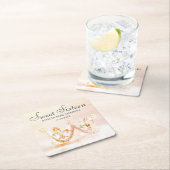 ヴィンテージピンクプリンセスクラウンSweet sixteenパーティー スクエアペーパーコースター (インサイチュ)