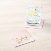 ヴィンテージピンクプリンセスクラウンSweet sixteenパーティーSq スクエアペーパーコースター (インサイチュ)