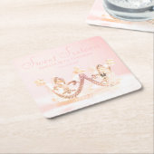 ヴィンテージピンクプリンセスクラウンSweet sixteenパーティーSq スクエアペーパーコースター (アングル)