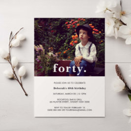 ヴィンテージピンクプレイド40thバースデーフォト招待状 招待状