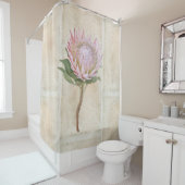 ヴィンテージピンクプロテアフラワーファーンダマスタンパターン シャワーカーテン (インサイチュ)